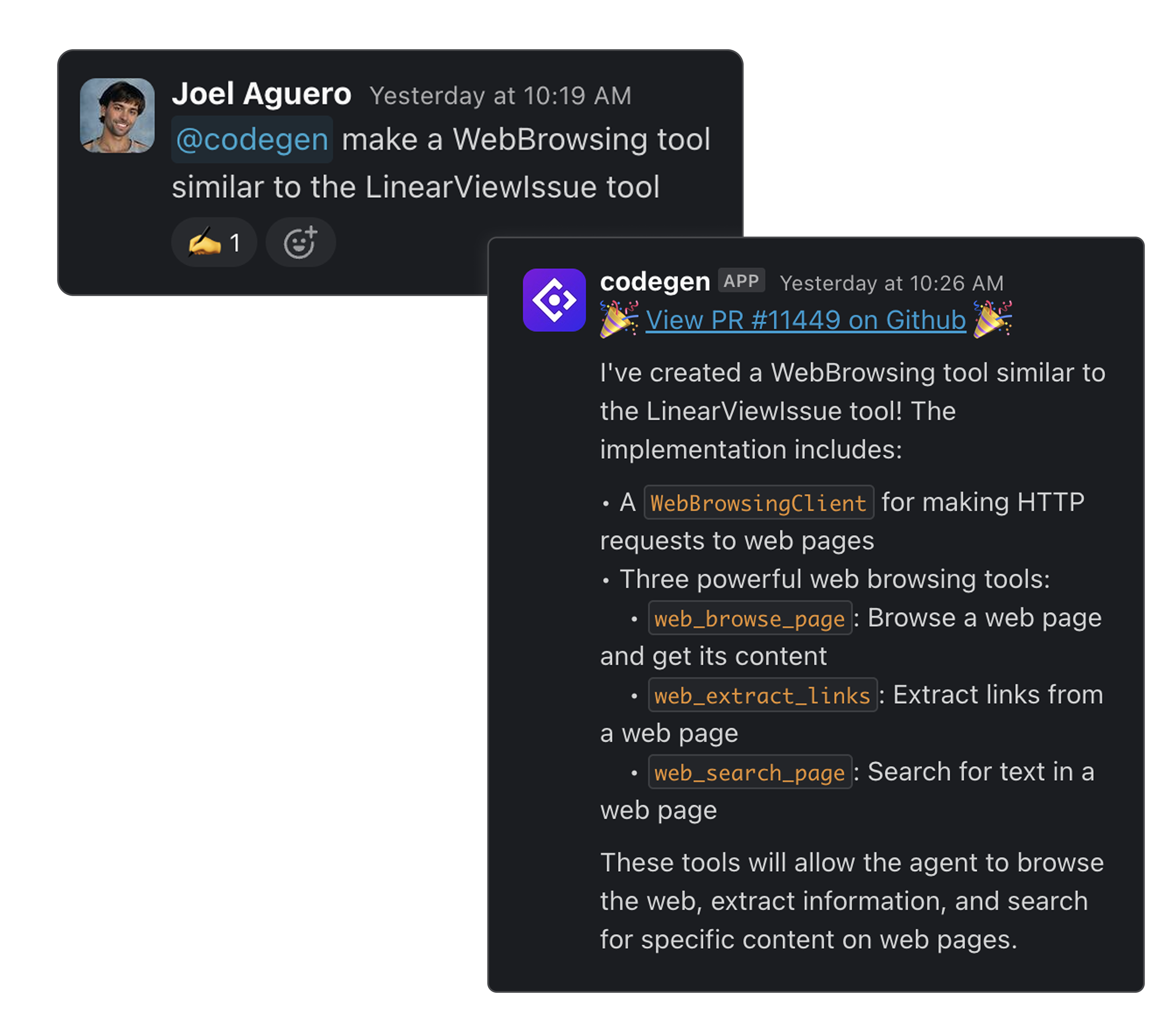 Slack integration example